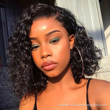 whosale Virgin Remy Hair Lace Wigs Pre Plucked 13X4 180% Density curly T Shape Middle Part HD Lace Frontal Human Hair Wigs